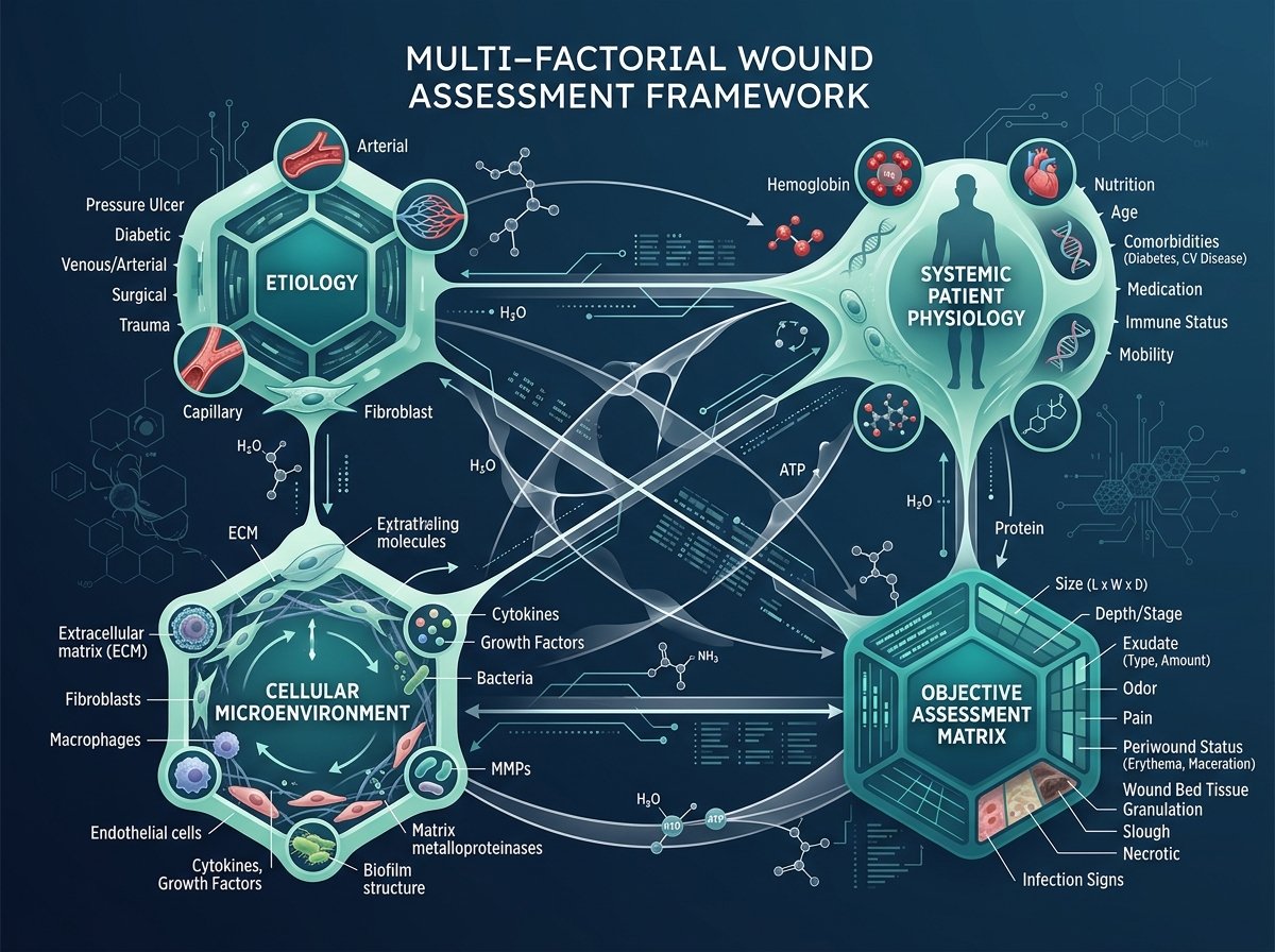 Systematic wound assessment and clinical pathway illustration